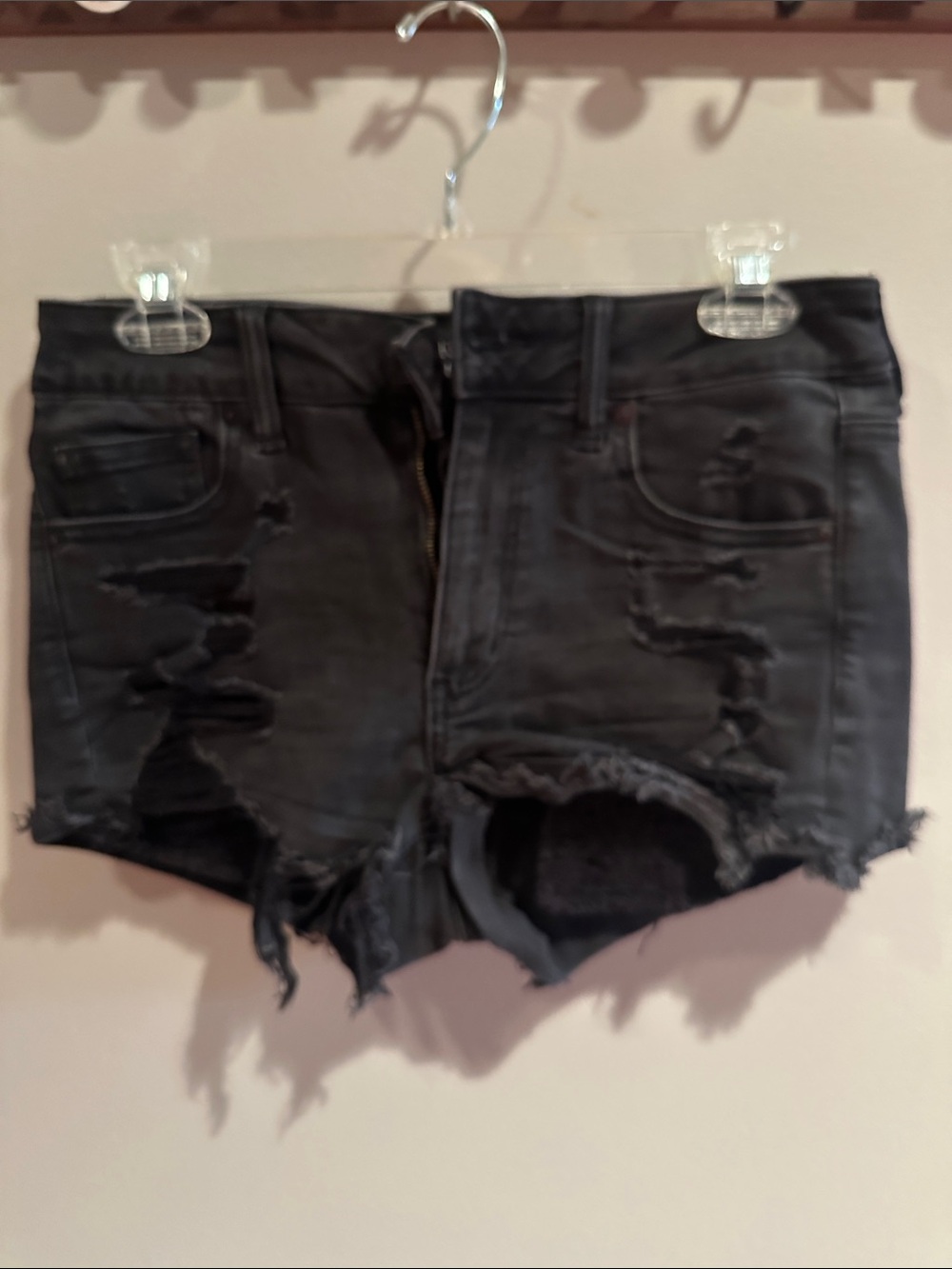 American Eagle Outfitters Black Distressed Cutoff Jean Shorts